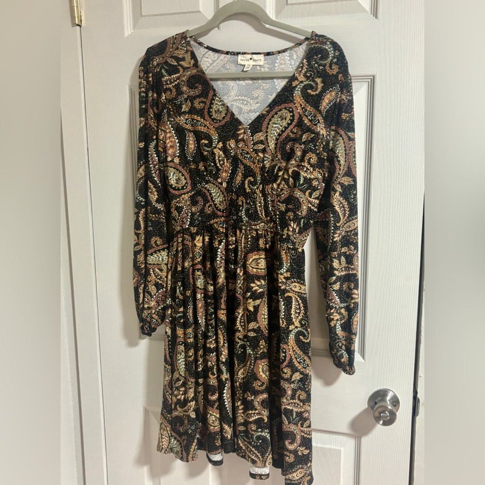 Paisley Print Long Sleeve Dress XLg